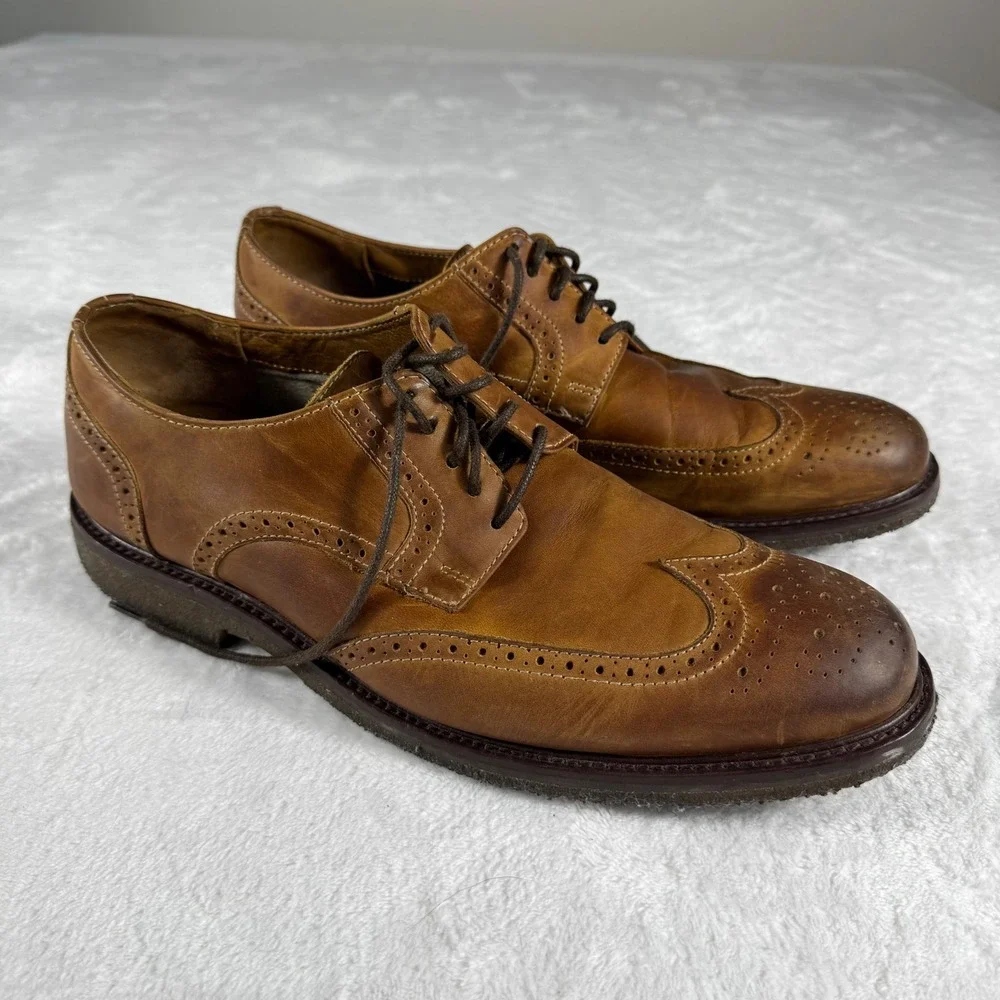 Johnston & Murphy Conway Men's Tan Leather Wingtip Oxford Shoes Size 10M